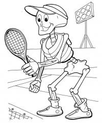 Скелет играет в теннис Раскраски для мальчиков бесплатно