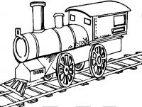 Поезд, главный вагон стоит на рельсах Распечатать раскраски для мальчиков
