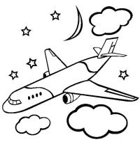 Самолет в ночном небе Раскраски для мальчиков бесплатно