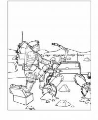 Космонавт и робот Раскраски для детей мальчиков