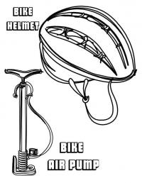 Насос для велосипеда и шлем велосепидиста Раскраски для детей мальчиков