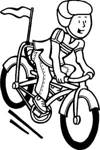 Велосипед, велосипедист, флаг Раскраски для детей мальчиков