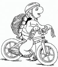 Черепашка велосипедист Раскраски для детей мальчиков