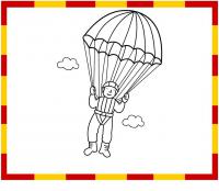 Парашютист в небе, прыжок с парашютом Раскраски для мальчиков бесплатно