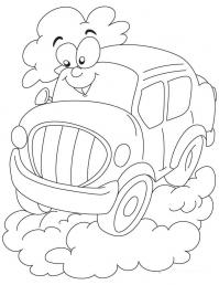Автомобиль на облаке Раскраски для детей мальчиков