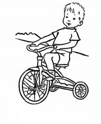 Ребенок на трехколесном велосипед Раскраски для детей мальчиков