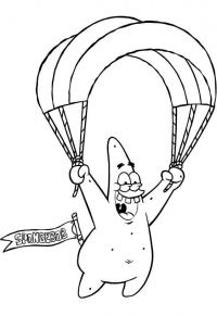 Патрик на парашюте Раскраски для мальчиков бесплатно