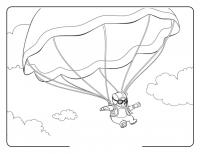 Медведь парашютист, небо, облака Раскраски для мальчиков бесплатно