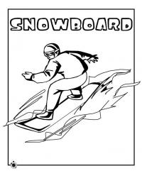 Сноуборд, езда на скорости с горы Скачать раскраски для мальчиков