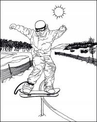 Сноуборд, трюке на сноуборде, человек, спорт, снег, лес Скачать раскраски для мальчиков