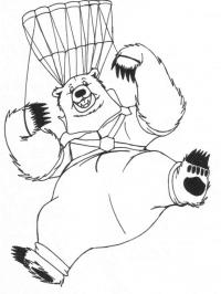 Медведь летит на парашюте Раскраски для мальчиков бесплатно