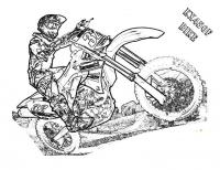 Байкер, мотоцикл, песок, гонки Распечатать раскраски для мальчиков