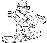 Сноубордист, катание на доске, зимний вид спорта Скачать раскраски для мальчиков