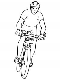 Велосипедист вид спереди, гонщик Раскраски для детей мальчиков
