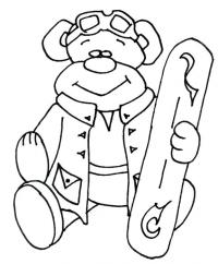 Плюшевый мишка со сноубордом Раскраски для мальчиков