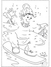 Мальчик на сноуборде, горы, лес, елки, снег Раскрашивать раскраски для мальчиков