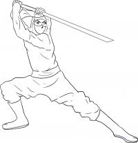 Ниндзя в сражении с мечом Раскраски для мальчиков