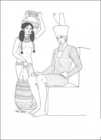 Древний мир, возле египетского фараона, девушка Раскраски для мальчиков бесплатно
