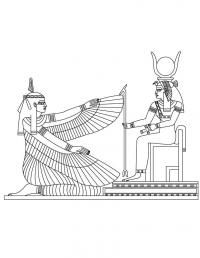 Древний мир, бог солнца и девушка с крыльями, египет Раскраски для мальчиков бесплатно