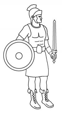 Древний мир, солдат с мечом и щитом Раскраски для мальчиков