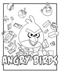 Angry birds злые птички, все разлетается в щепки Раскраски для детей мальчиков