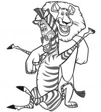 Зебра и лев из мультфильма мадагаскар Раскраски для мальчиков бесплатно