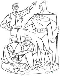 Бэтмен сдает преступников Раскраски для детей мальчиков