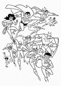 Бэтмен, бетгел, робин, супермен и остальные супергерои Раскраски для детей мальчиков