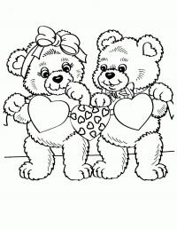 Медвежата с сердечками из мультфильмов Распечатать раскраски для мальчиков