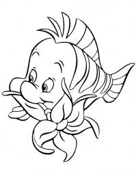 Рыбка с цветком в зубах из мультфильмов Распечатать раскраски для мальчиков